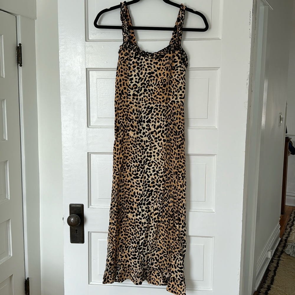 faithfull the brand leopard midi dress